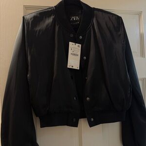 Zara Women's Classic Black Bomber Jacket
